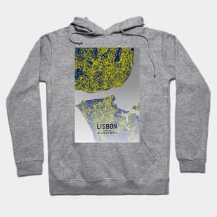 Lisbon City Map Yellow and Blue Hoodie